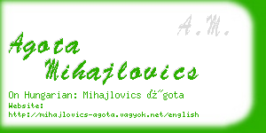 agota mihajlovics business card